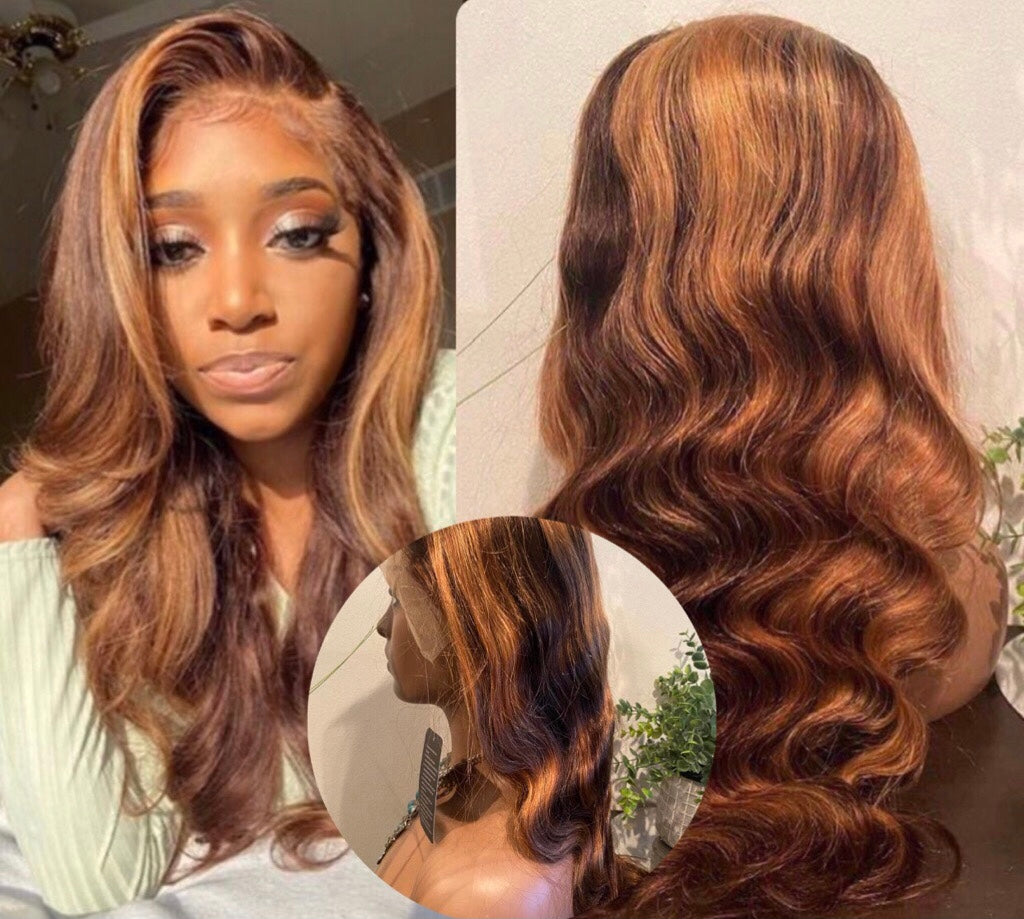 13x4 Highlight Pre-plucked Body Wave Lace Front Wig