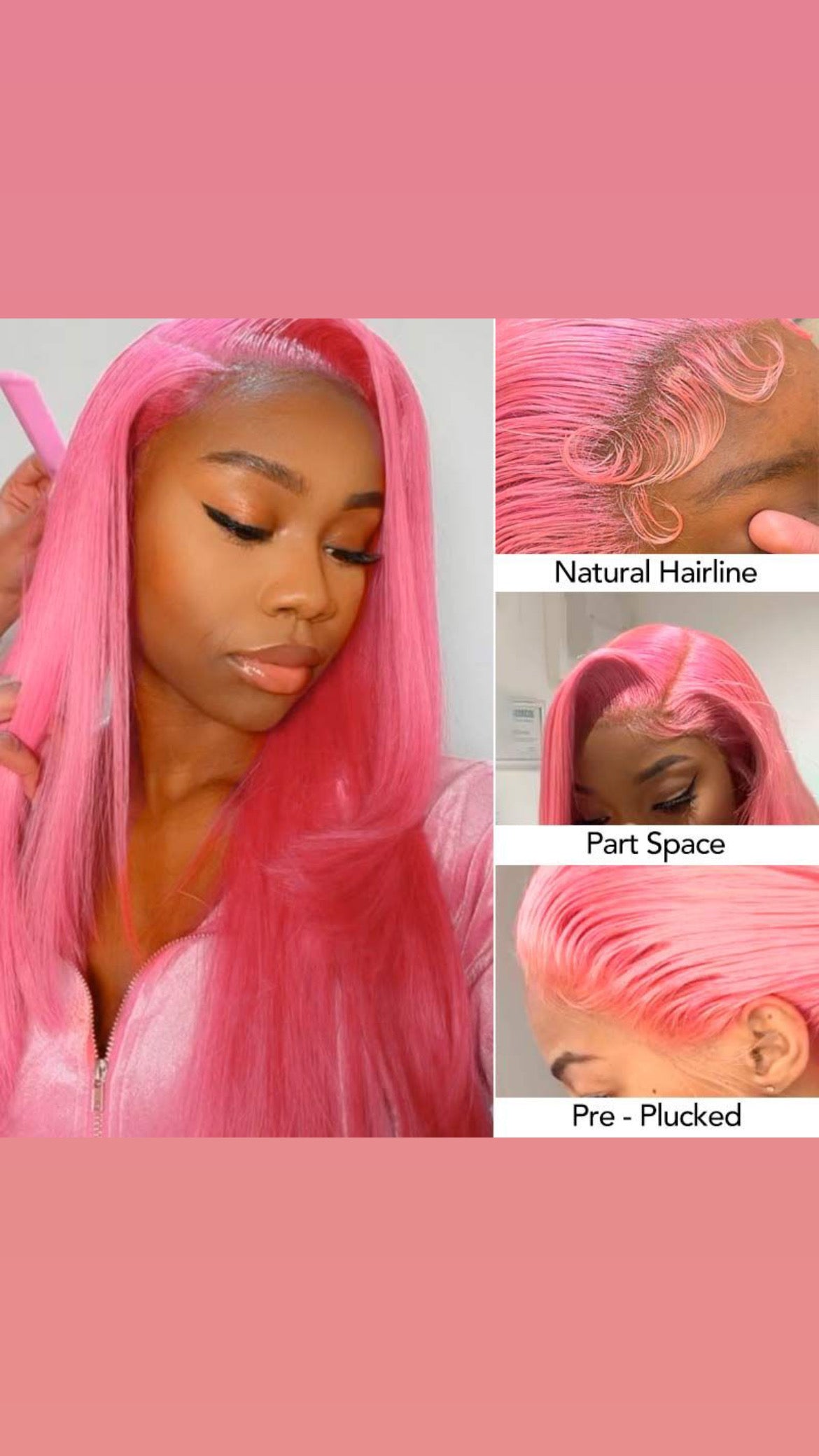13x4 Barbie Pink Straight Swiss Lace Frontal Wig | Grade 12A Brazilian Human Hair
