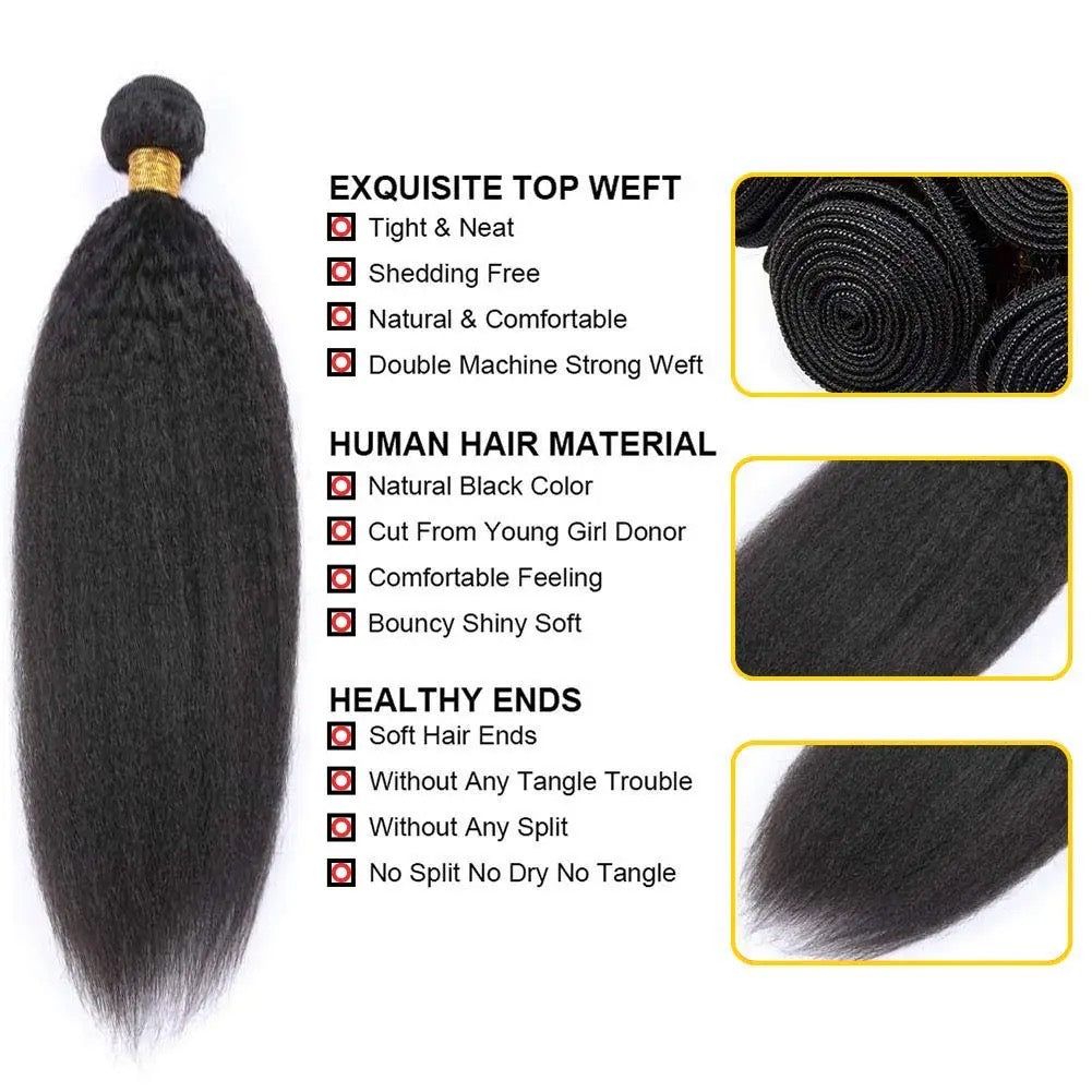 Kinky Straight Bundle 100 Grams Grade 12A 100% Raw Virgin Human Hair Cuticle Aligned One Donor!