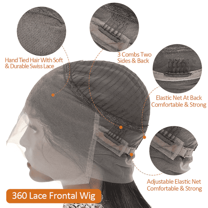360 Drawstring Glueless Wig | HD Lace Straight & Body Wave | 100% Brazilian Human Hair | 20"–30"