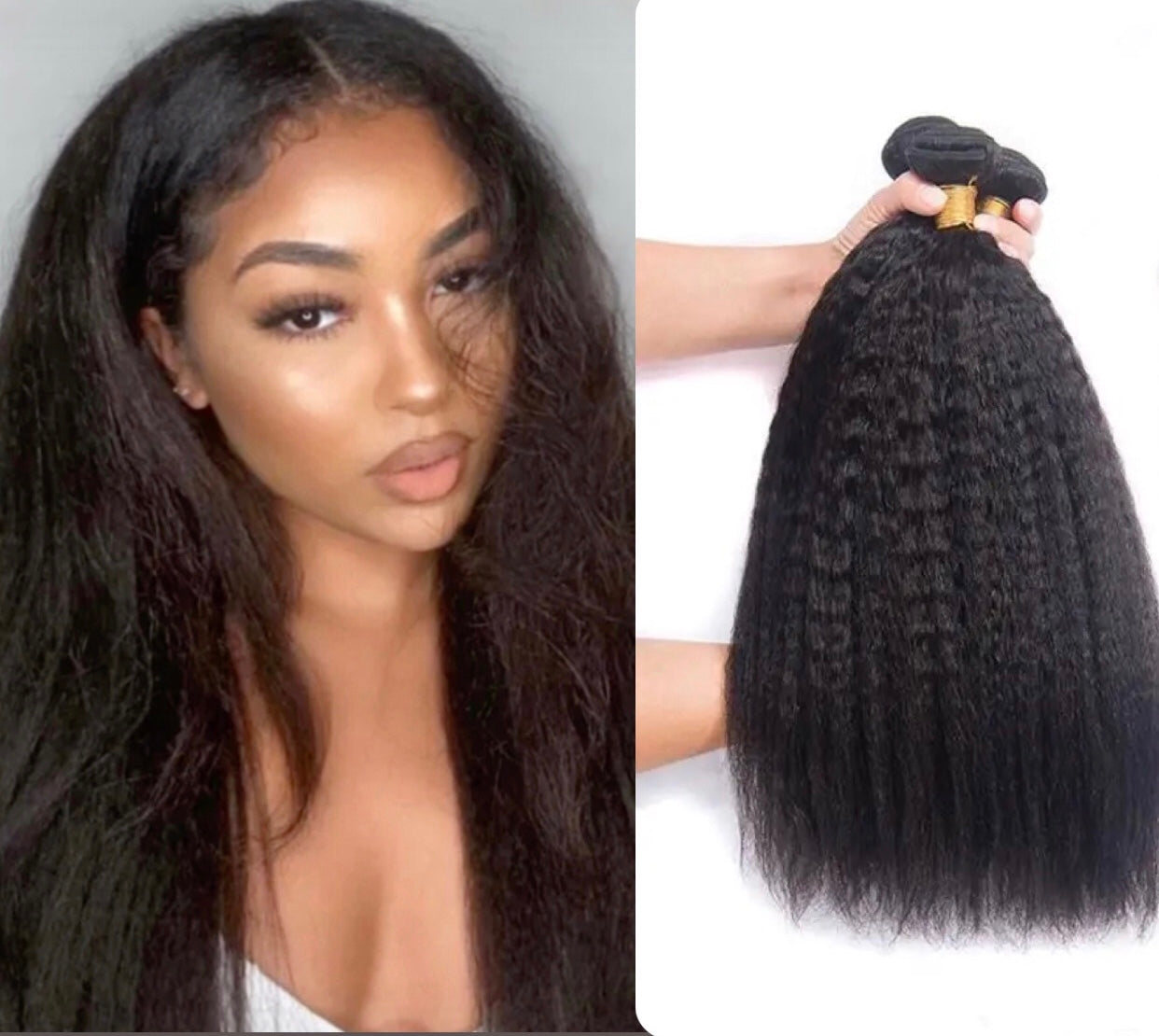 Kinky Straight Bundle 100 Grams Grade 12A 100% Raw Virgin Human Hair Cuticle Aligned One Donor!