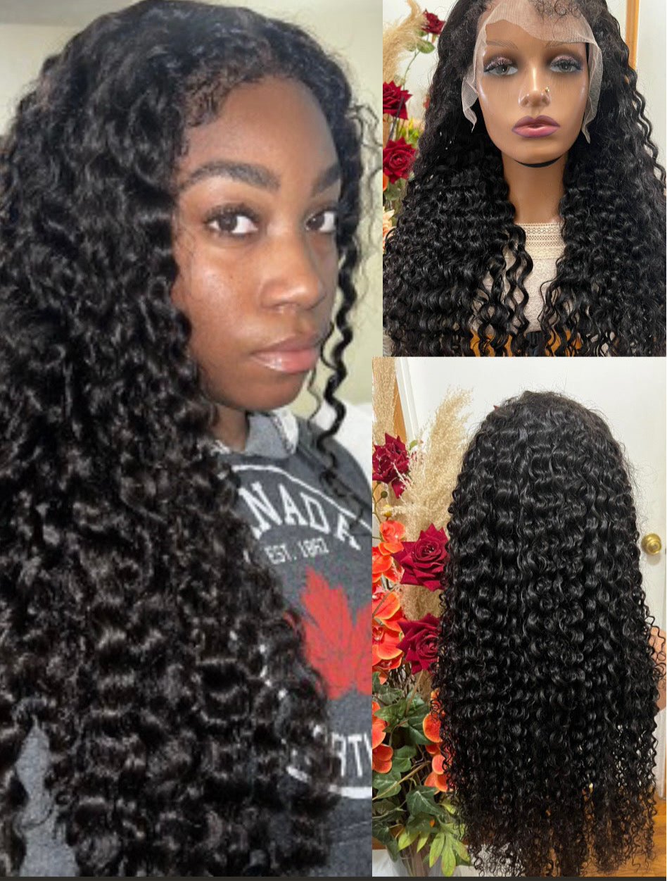 13x6 Deep Curly Human Hair Lace Front Wig with Natural 4C Hairline