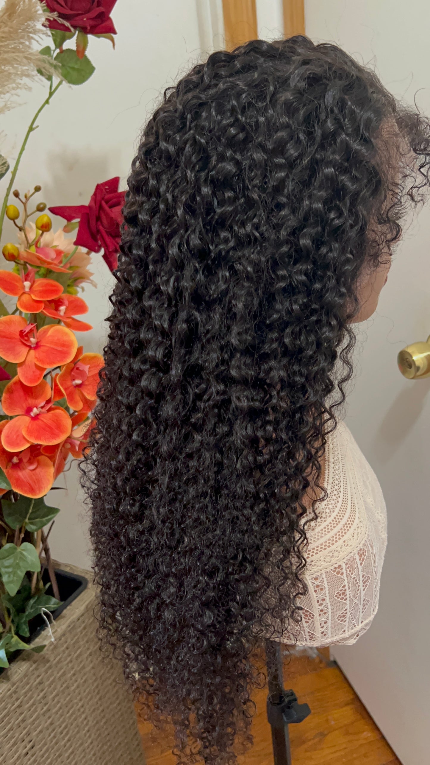 13x4 1B Black Jerry Curly Wigs with 4C Hairline in Swiss Full Lace Grade 12A Frontal Wig 100% Virgin Human Hair!!