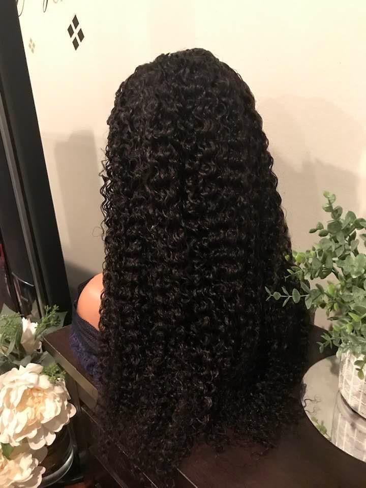 13x4 #1B 12A Kinky Curly Transparent Lace Frontal Wig 100% Brazilian Human Hair