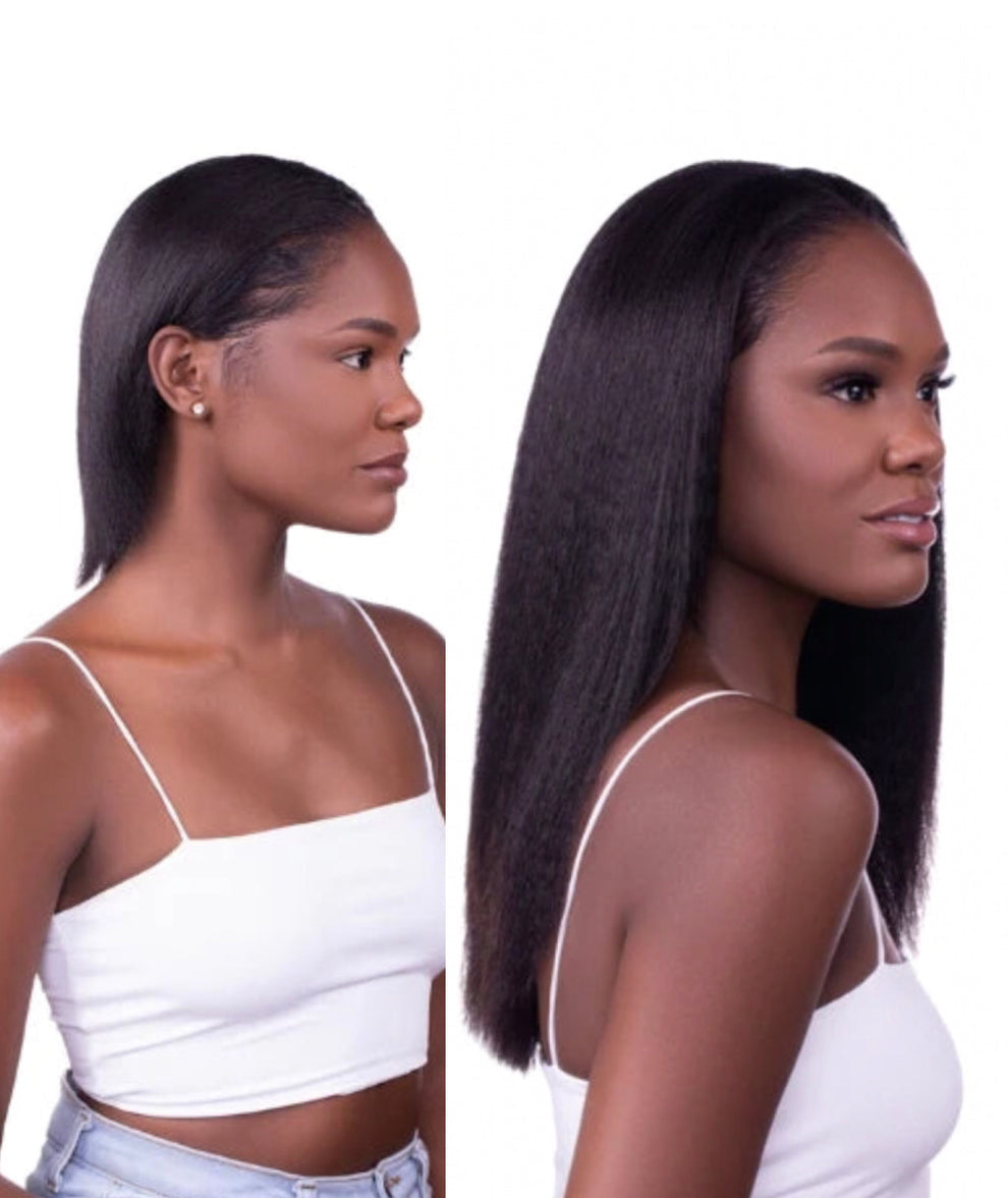 ✨Kinky-Straight, Yaki-Straight, Afro-Curly & Kinky-Curly Clip-in Extension #1B 120 Grams Grade 14A 100% Premium Human Hair with its cuticle aligned!