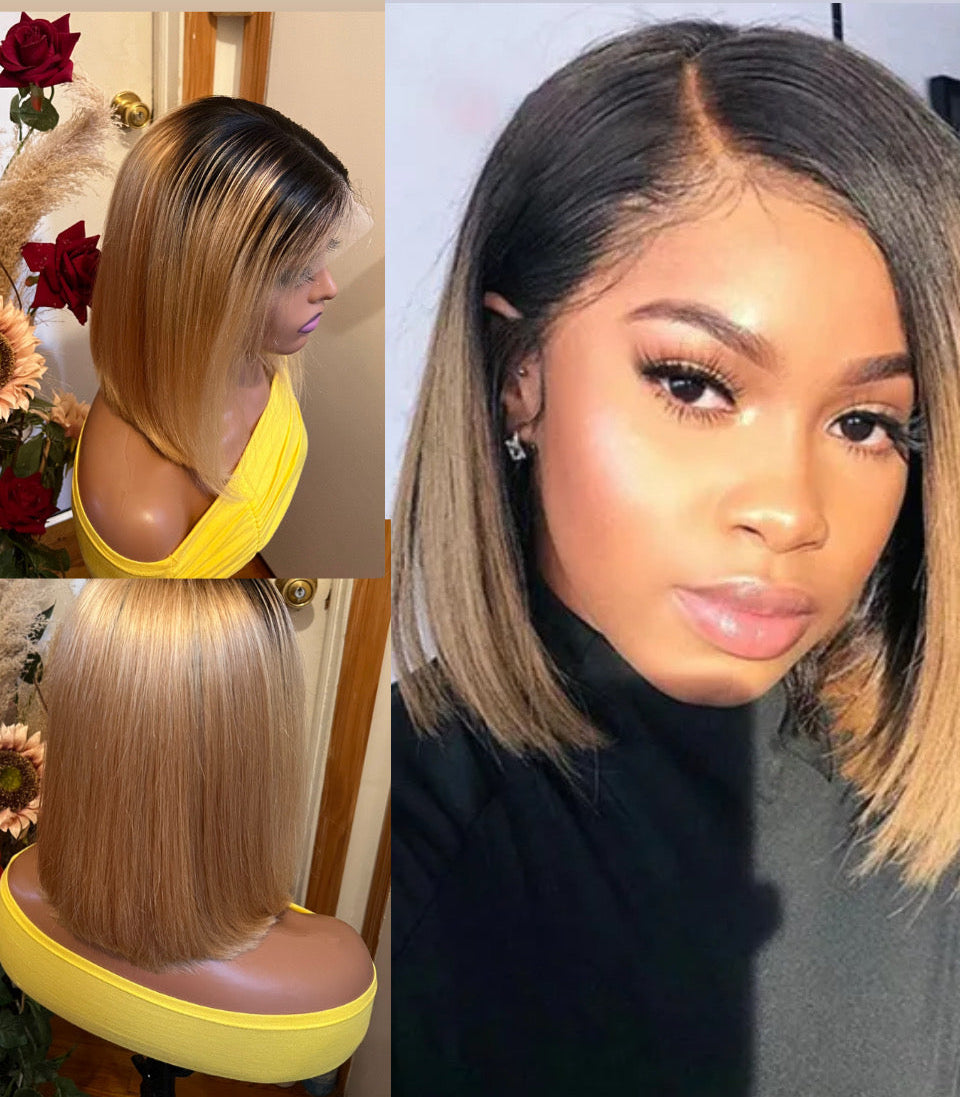 ✨ 13x4 Glueless Transparent Frontal Wig. Pre-plucked Ombre Straight and Body Wave in 100% Premium Human Hair!