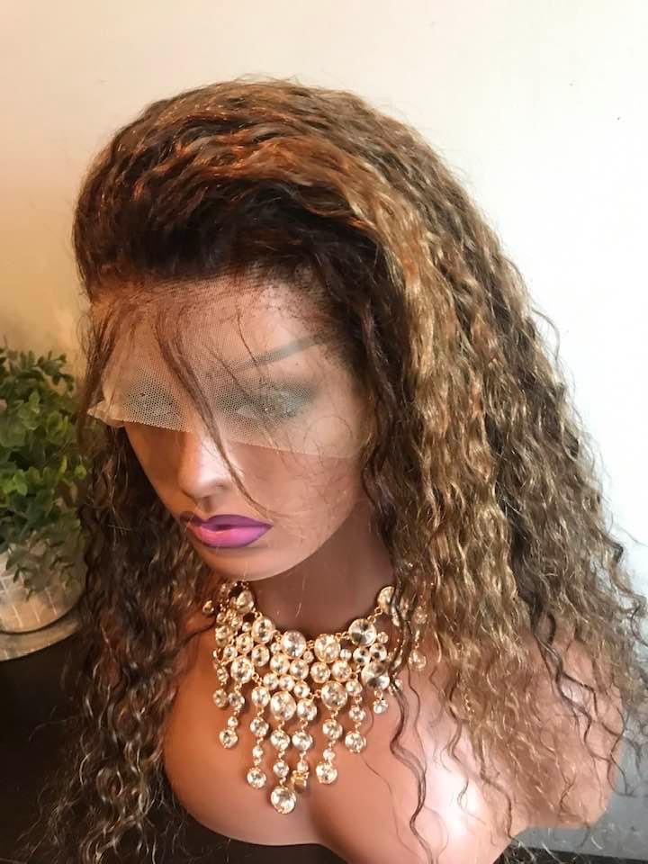 13x4 4/27 Highlight Water Wave Lace Frontal Wig