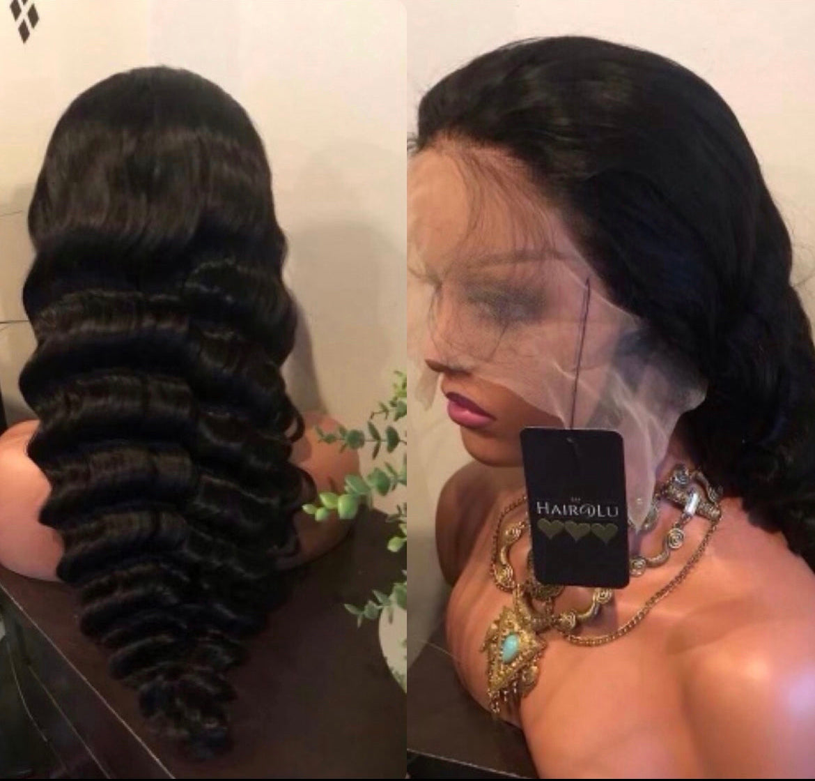 13x4 #1B Brazilian Loose Deep Wave, Deep Wave, Kinky Curly, Kinky Straight, Water Wave, Loose Wave, Italian Curly Glueless Transparent Lace Grade 12A Frontal Wig without Baby Hair 100% Virgin Human Hair!!