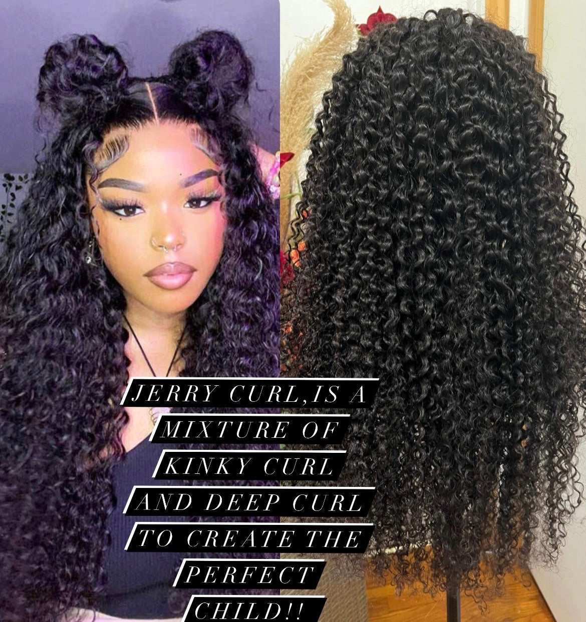 13x4 1B Black Jerry Curly Wigs with 4C Hairline in Swiss Full Lace Grade 12A Frontal Wig 100% Virgin Human Hair!!