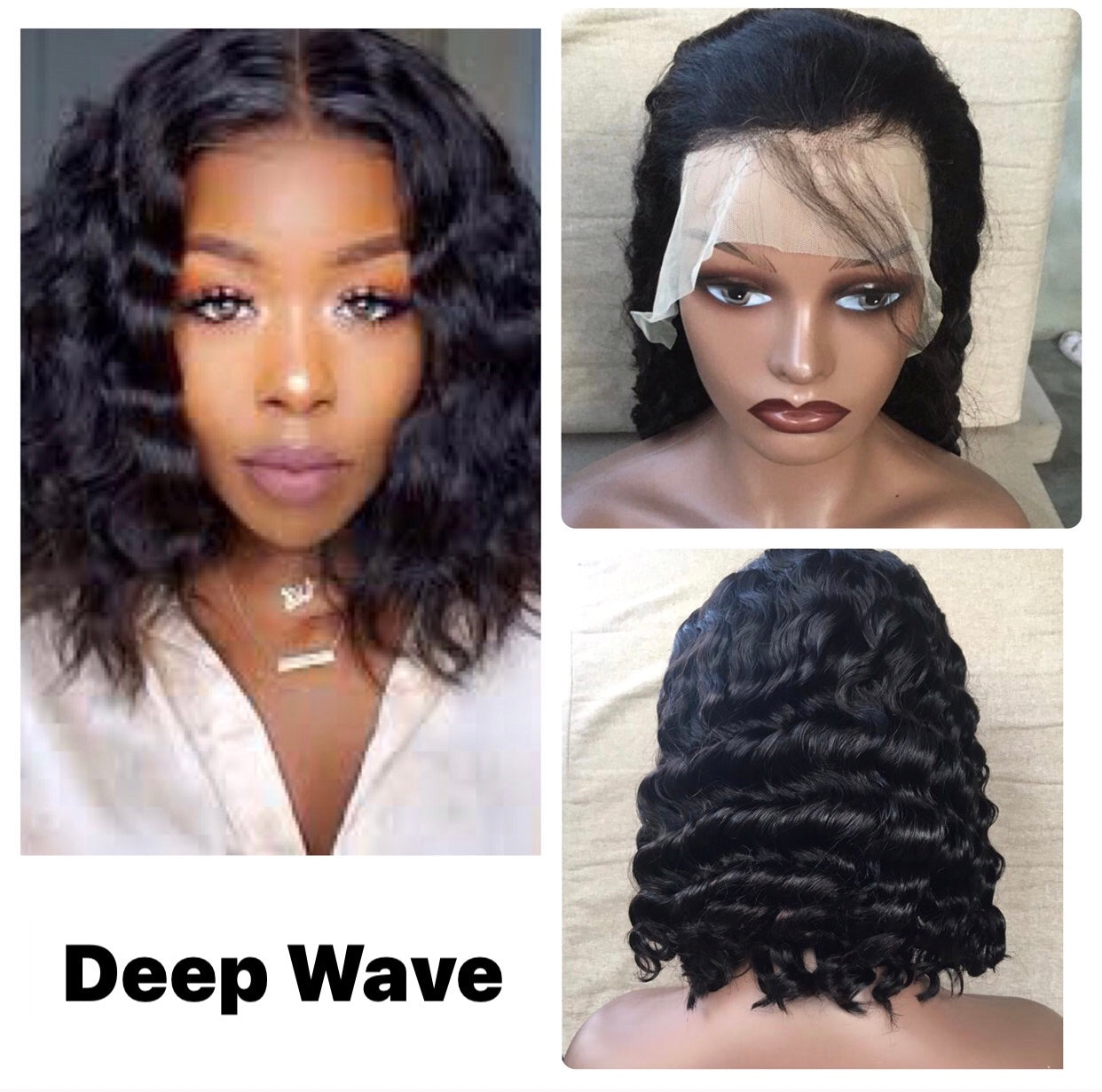 13x4 Swiss Transparent Lace Frontal Bob Wigs | Deep Wave, Water Wave & Loose Wave | 12A 100% Virgin Human Hair