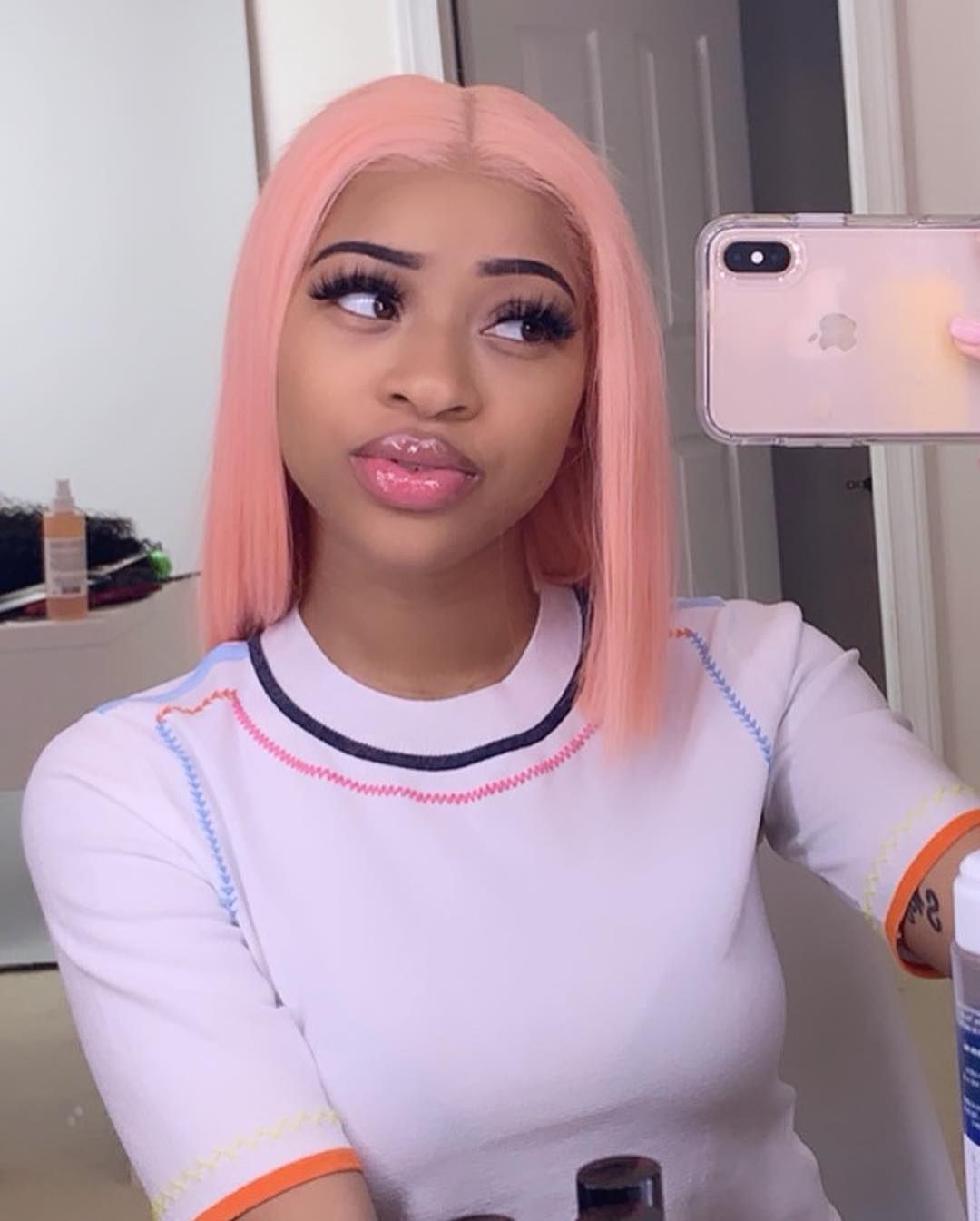 13x4 Pink Straight Lace Frontal Bob Wig