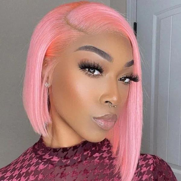 13x4 Pink Straight Lace Frontal Bob Wig
