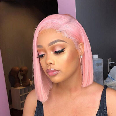 13x4 Pink Straight Lace Frontal Bob Wig