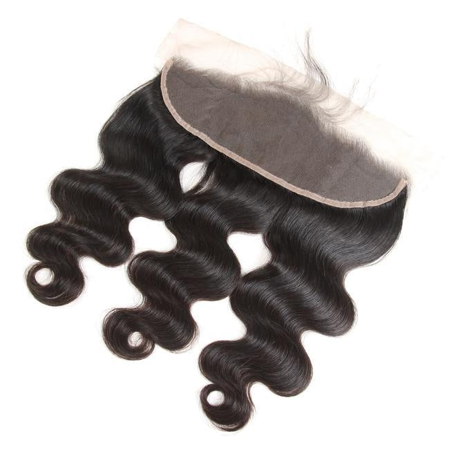 #1B Black 13x4 Frontal Swiss Lace Body Wave Grade 12A 100% Brazilian Virgin Human Hair