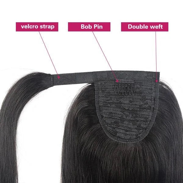 #1B Natural Black Body Wave Ponytail Extension Grade 12A 100% Brazilian Virgin Human Hair Bundles 100 Grams Double Wefted