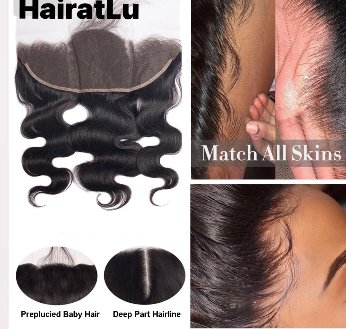 #1B Black 13x4 Frontal Swiss Lace Body Wave Grade 12A 100% Brazilian Virgin Human Hair