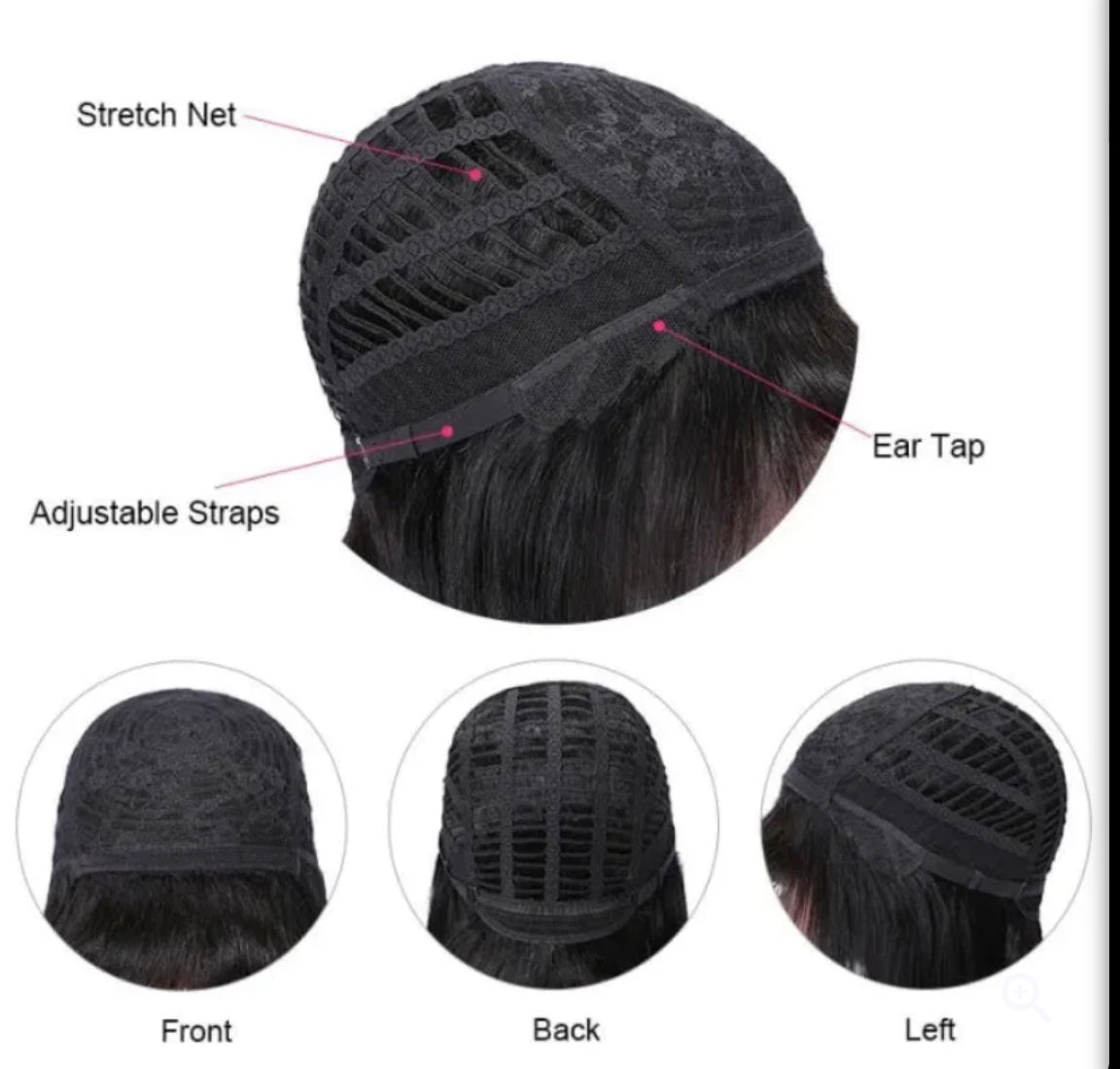 Straight #1B Black Machine Made Short Bob Wig With Bangs