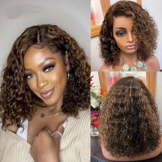13x4 Highlight Glueless HD Lace Frontal Bob Wigs | Color 4/27 | 100% Human Hair