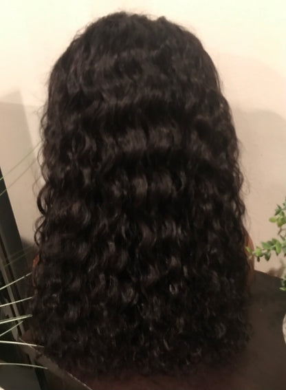 360 Drawstring Glueless Wig | Transparent Lace Curly Wave | 100% Brazilian Human Hair | 20"–30"