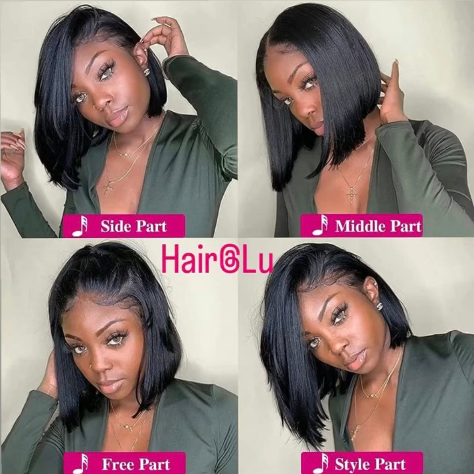 ✨13x4  1B Glueless Transparent Full Lace Frontal Wig Grade 12A Pre-plucked Straight & Body Wave Bob 100% Premium Human Hair!