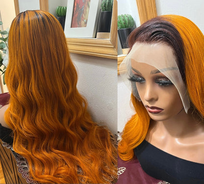 13x4 Highlight Straight & Body Wave Glueless Transparent Lace Frontal Wig Grade 12A 100% Brazilian human hair!