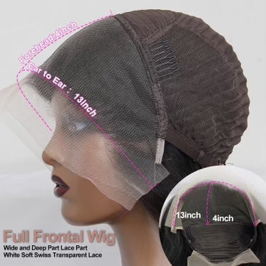 13x4 Royal Blue Straight Swiss Lace Grade 12A Frontal Wig 100% Brazilian Human Hair