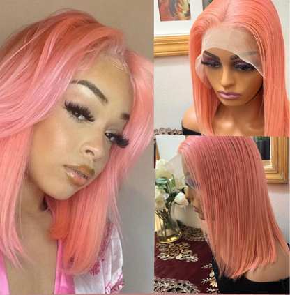 ✨13x4 Glueless Vibrant Color Bobs HD Full Lace Frontal Wig Pre-plucked Grade 12A Straight & Body Wave 100% Premium Human Hair!