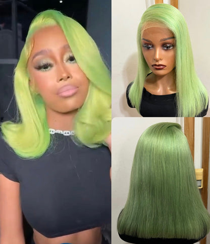 ✨13x4 Glueless Vibrant Color Bobs HD Full Lace Frontal Wig Pre-plucked Grade 12A Straight & Body Wave 100% Premium Human Hair!