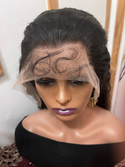 13x6 #1B Deep Wave Swiss Full Lace Grade 12A Frontal Wig 100% Virgin Human Hair