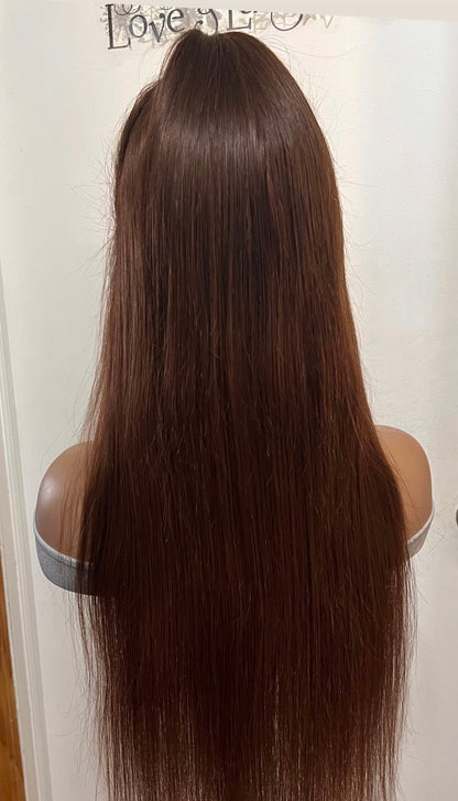 13x4 Chocolate Brown Straight Lace Front Wig | Swiss Transparent Lace | HairatLu Co.
