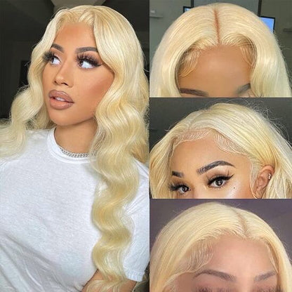 13x4 Body Wave & Straight Blonde #613 Swiss Transparent Lace Frontal Wig 100% Raw Brazilian Human Hair!