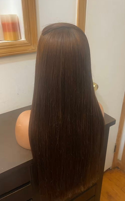 13x6 HD Lace Front Wig | Chocolate Brown Straight Wig | 100% Brazilian Human Hair