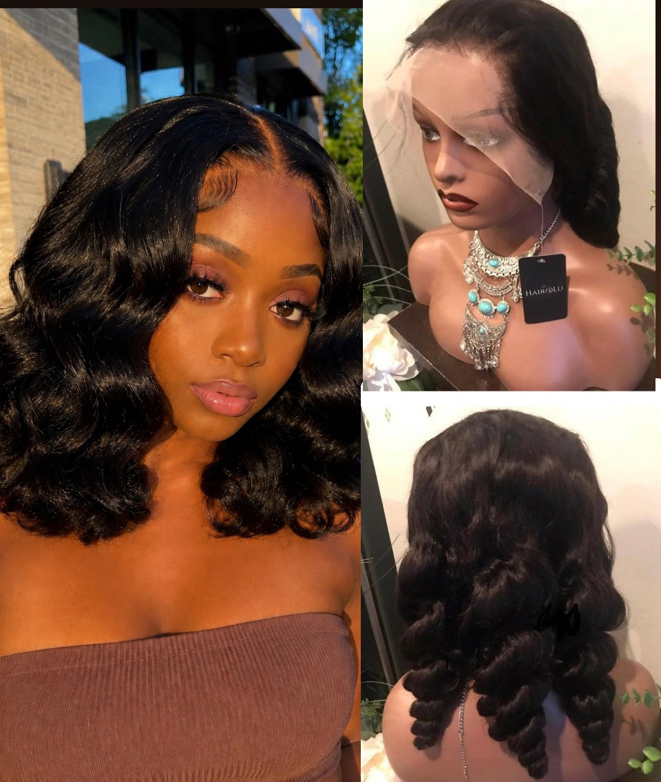13x4 Swiss Transparent Lace Frontal Bob Wigs | 12A 100%  Brazilian  Human Hair