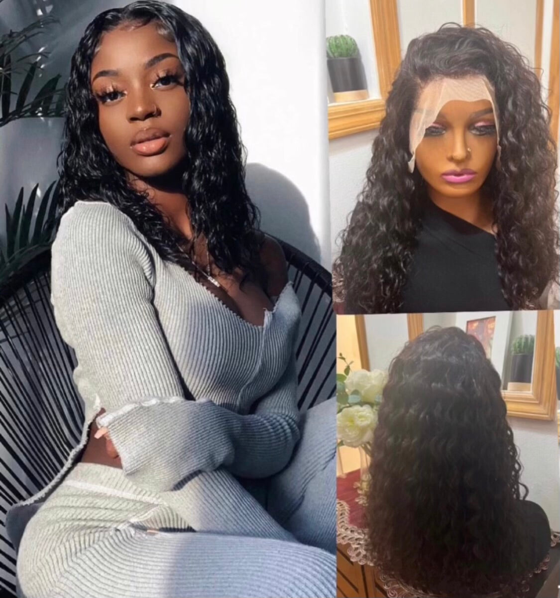 13x4 Swiss Transparent Lace Frontal Bob Wigs |  Curly, Water Wave, Kinky Curly Bob Wig | 12A 100% Virgin Human Hair