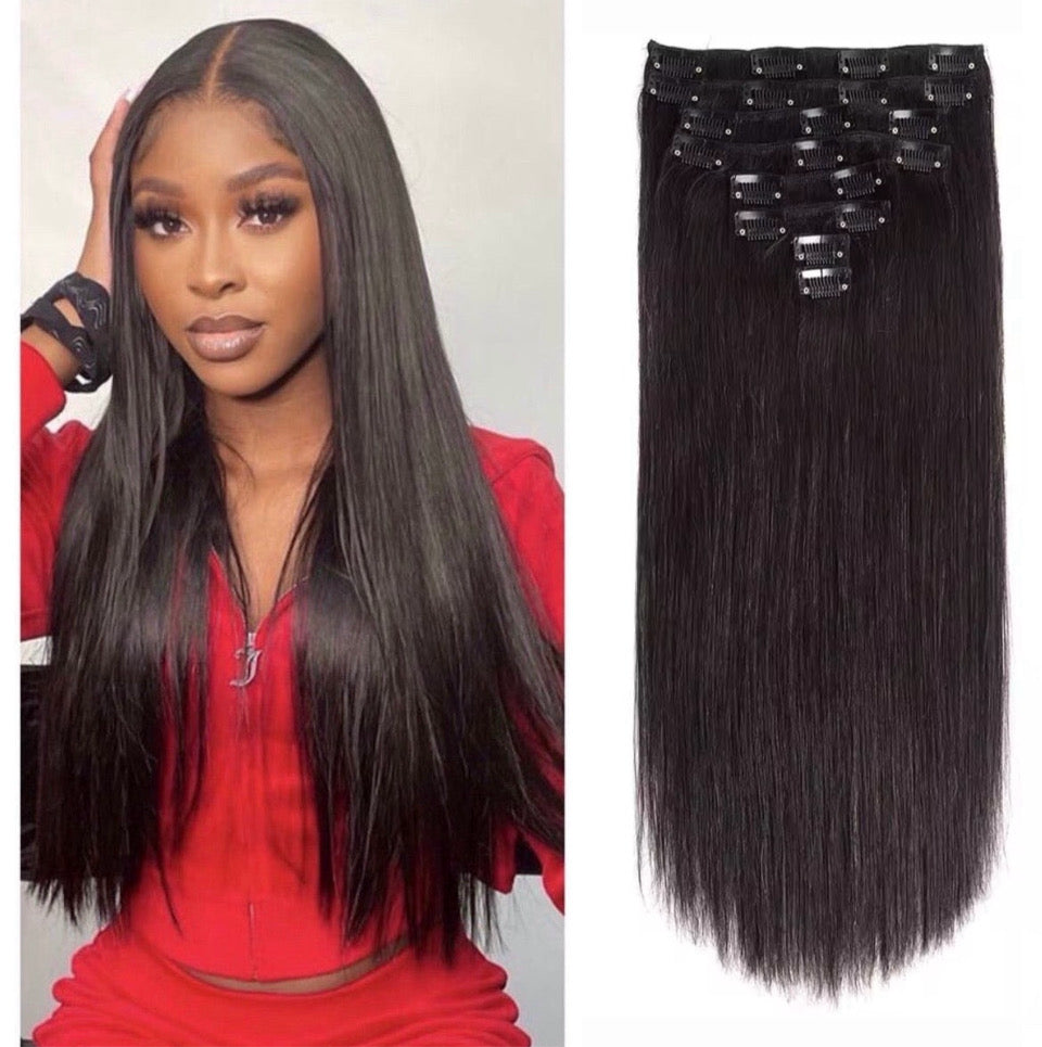 ✨Lace Straight & Body Wave Clip-ins Extension Bundle 150 Grams Grade 15A 100% Premium Human Hair!