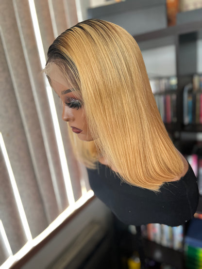 13x4 Brazilian Straight Bobs Ombré 4/30 Transparent Full Lace Frontal Wig Grade 12A 100% Human Hair