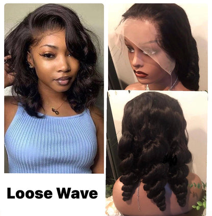 13x4 Swiss Transparent Lace Frontal Bob Wigs | Deep Wave, Water Wave & Loose Wave | 12A 100% Virgin Human Hair