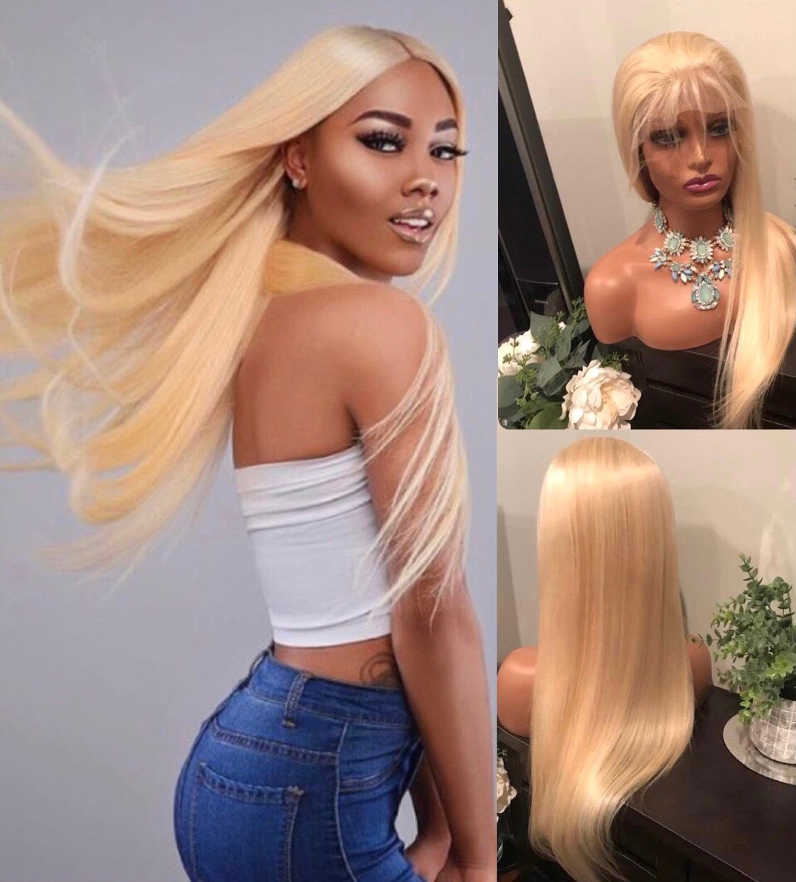 13x4 Blonde #613 Lace Frontal Wig | Blonde Deep Wave, Blonde Loose Wave & Blonde Deep Curly | Transparent Swiss Lace | 100% Raw Brazilian Human Hair