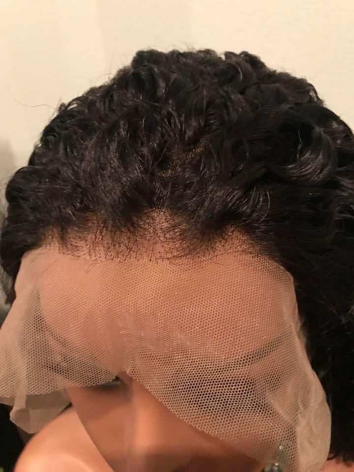 13x4 #1B 12A Kinky Curly Transparent Lace Frontal Wig 100% Brazilian Human Hair