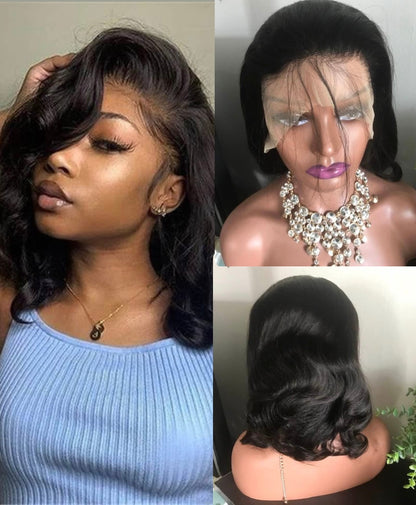 ✨13x4  1B Glueless Transparent Full Lace Frontal Wig Grade 12A Pre-plucked Straight & Body Wave Bob 100% Premium Human Hair!