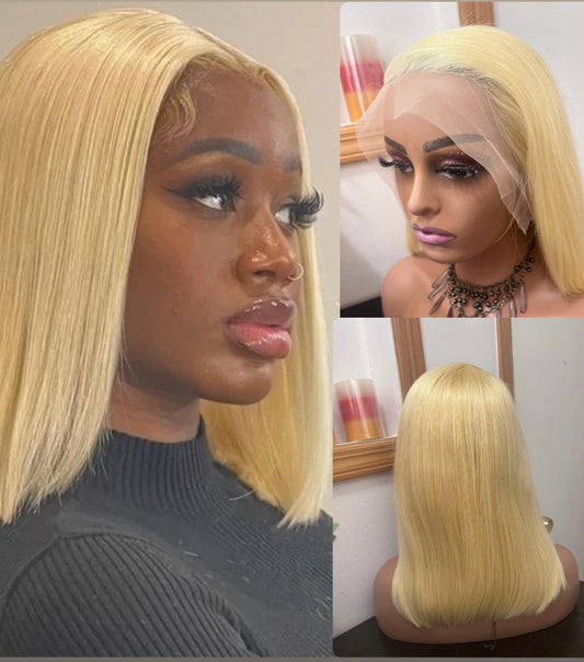 ✨13x4 Transparent Lace Frontal Wigs Straight & Body-Wave (613)Blonde Bobs Wig Grade 12A 100% Premium Human Hair!