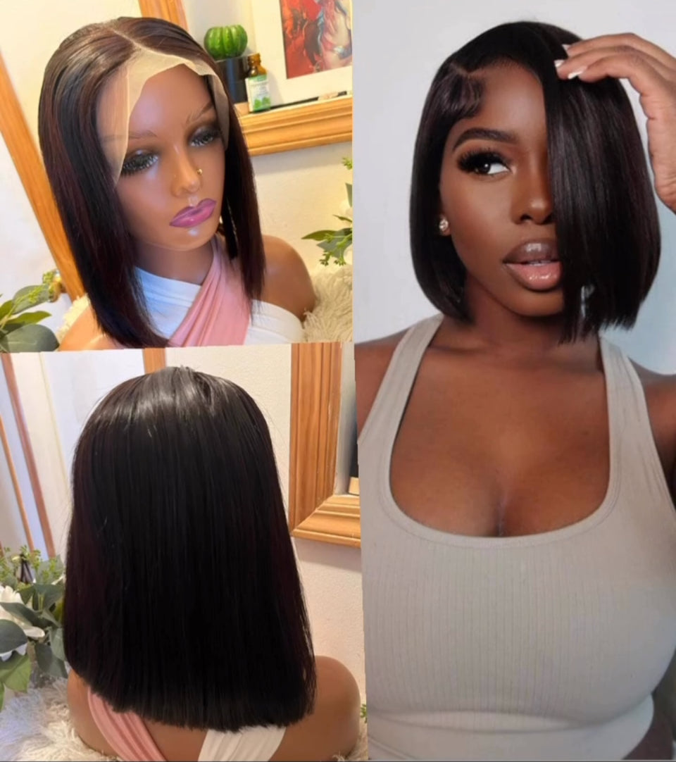 ✨13x4  1B Glueless Transparent Full Lace Frontal Wig Grade 12A Pre-plucked Straight & Body Wave Bob 100% Premium Human Hair!