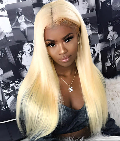 13x4 Body Wave & Straight Blonde #613 Swiss Transparent Lace Frontal Wig 100% Raw Brazilian Human Hair!