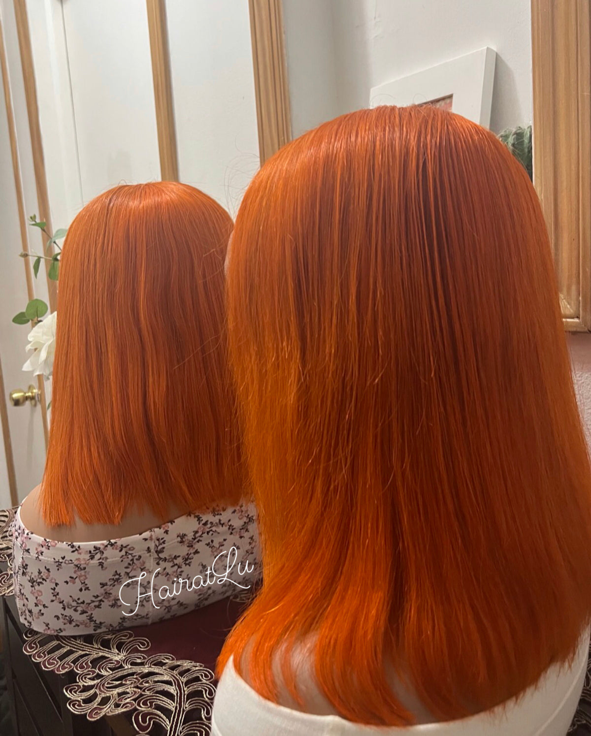 13x4 Swiss Full Lace Frontal Ginger Straight Bob Wigs 100% Virgin Human Hair
