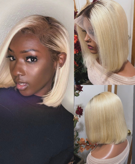 ✨13x6 Straight & Body Wave Ombre Bobs Transparent Lace Frontal Wig Grade 12A 100% Brazilian Human Hair!