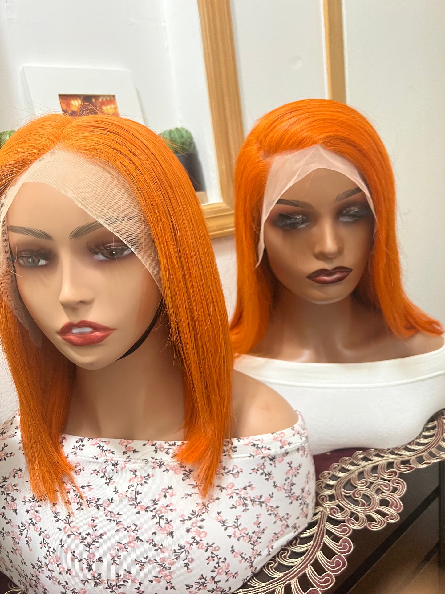 13x4 Swiss Full Lace Frontal Ginger Straight Bob Wigs 100% Virgin Human Hair