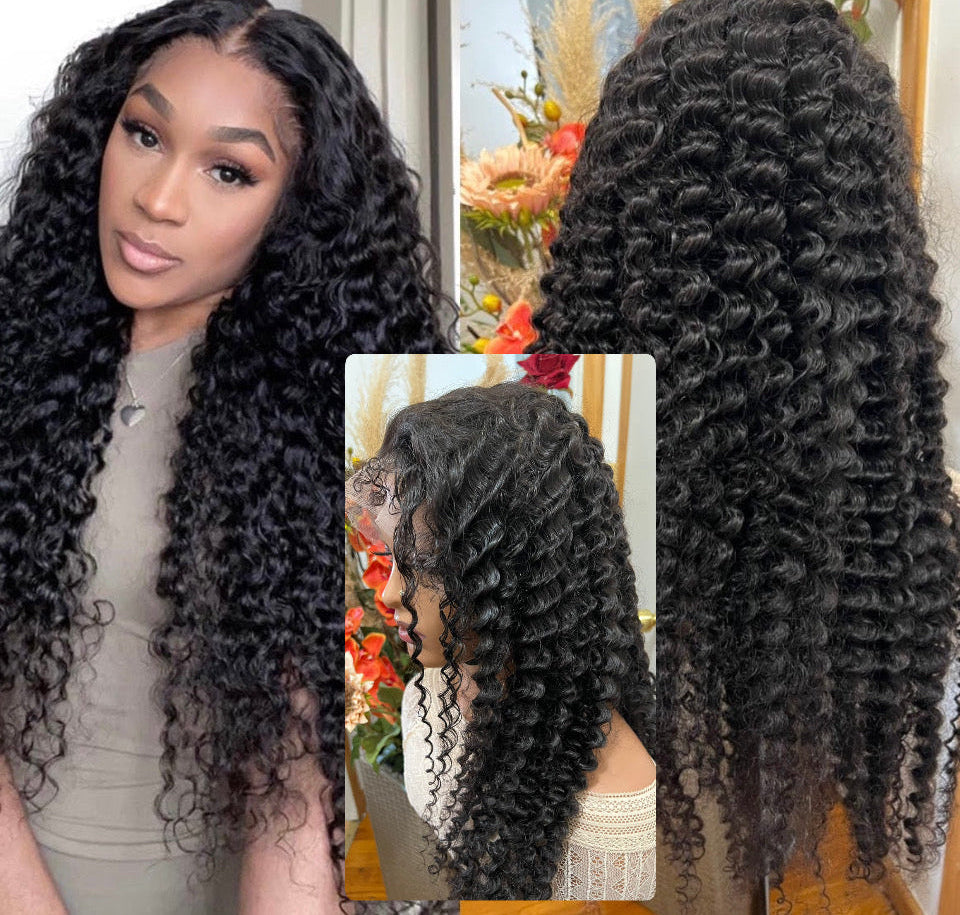 13x4 Transparent Glueless Lace Front Wig | Grade 12A Human Hair – Italian Curly, Kinky Straight, Deep Curl & More