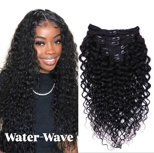 ✨ Water Wave, Deep Wave, & Loose Wave Lace Clip-ins Extension Bundle 150 Grams Grade 15A, 100% Premium Human Hair with cuticle Intact!