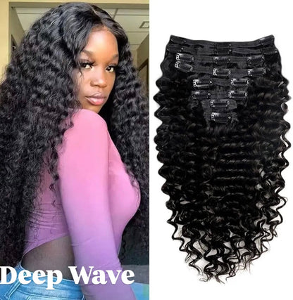 ✨ Water Wave, Deep Wave, & Loose Wave Lace Clip-ins Extension Bundle 150 Grams Grade 15A, 100% Premium Human Hair with cuticle Intact!