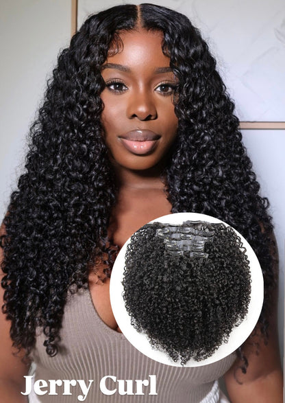 ✨Jerry Curly, Afro Curly & Yaki Straight Lace Clip-ins Extension Bundle 150 Grams Grade 15A 100% Premium Human Hair with cuticle Intact!